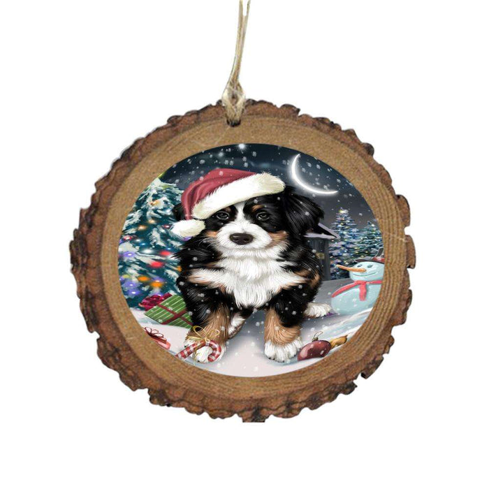 Have a Holly Jolly Christmas Happy Holidays Bernese Mountain Dog Wooden Christmas Ornament WOR48028