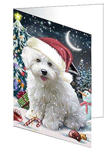 Have a Holly Jolly Christmas Happy Holidays Bichon Dog Handmade Artwork Assorted Pets Greeting Cards and Note Cards with Envelopes for All Occasions and Holiday Seasons GCD130