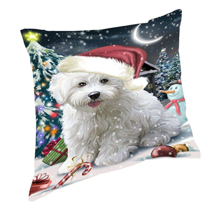 Have a Holly Jolly Christmas Happy Holidays Bichon Dog Throw Pillow PIL160