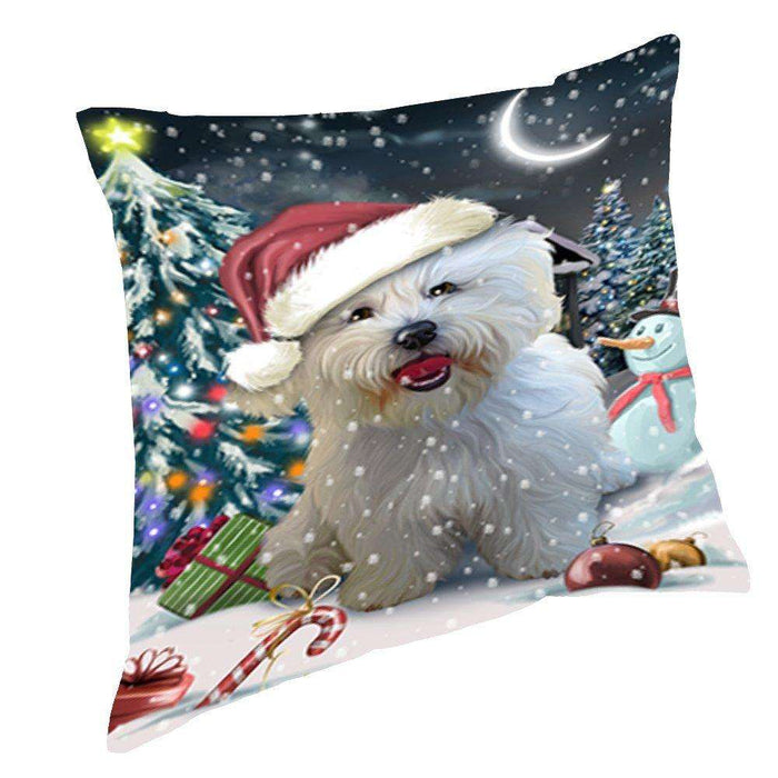 Have a Holly Jolly Christmas Happy Holidays Bichon Dog Throw Pillow PIL164