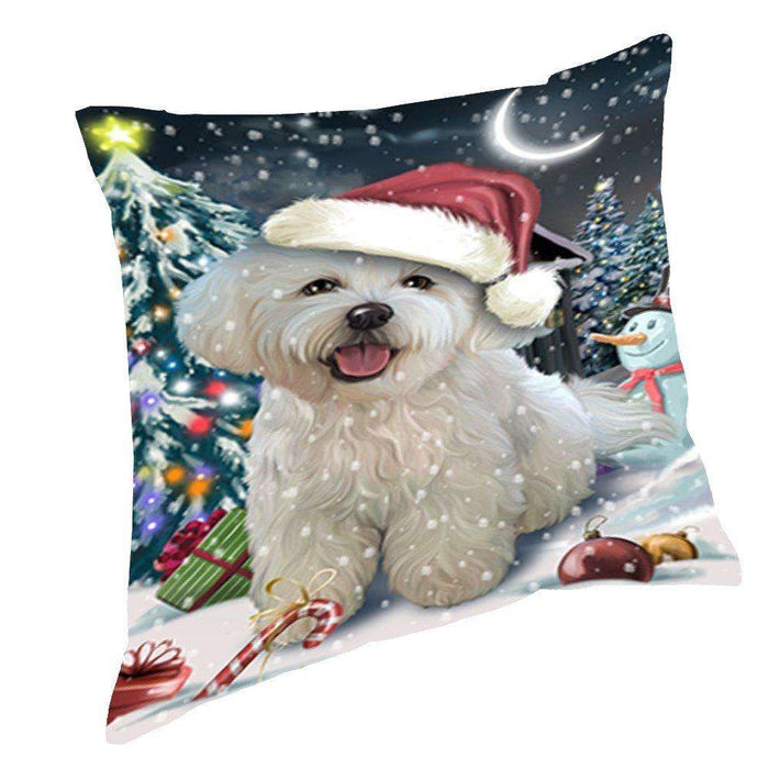 Have a Holly Jolly Christmas Happy Holidays Bichon Dog Throw Pillow PIL168