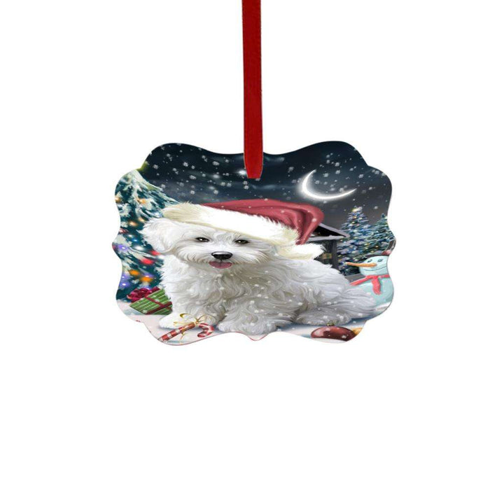 Have a Holly Jolly Christmas Happy Holidays Bichon Frise Dog Double-Sided Photo Benelux Christmas Ornament LOR48092
