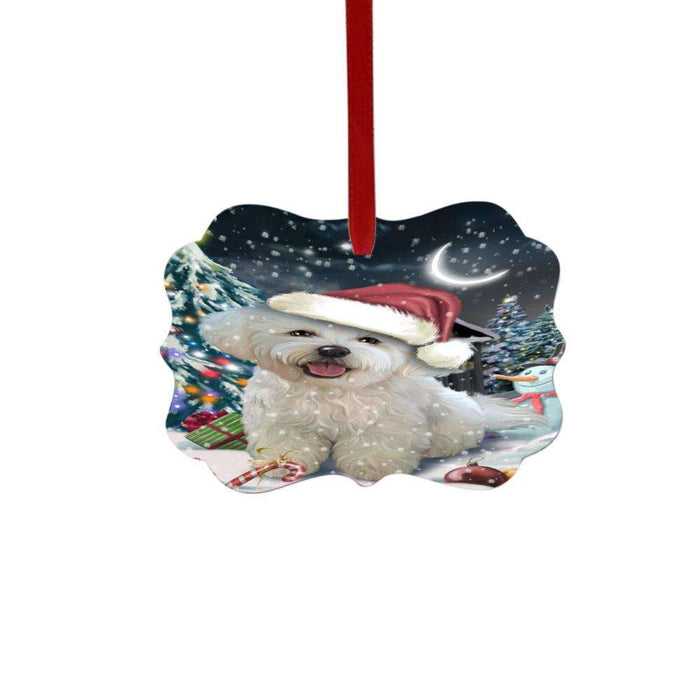 Have a Holly Jolly Christmas Happy Holidays Bichon Frise Dog Double-Sided Photo Benelux Christmas Ornament LOR48094