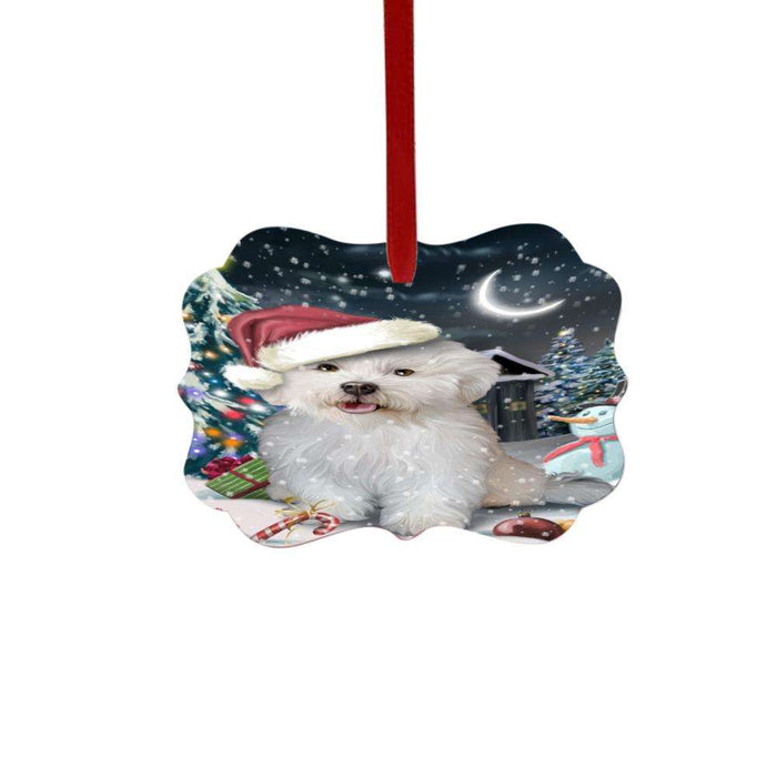Have a Holly Jolly Christmas Happy Holidays Bichon Frise Dog Double-Sided Photo Benelux Christmas Ornament LOR48095