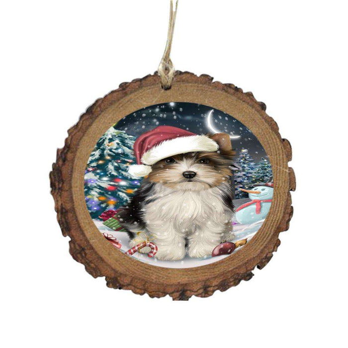 Have a Holly Jolly Christmas Happy Holidays Biewer Dog Wooden Christmas Ornament WOR48035