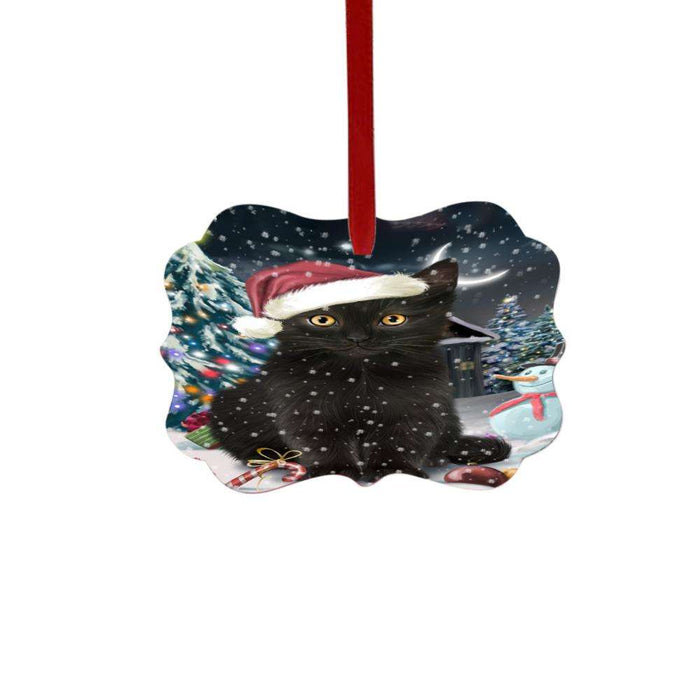 Have a Holly Jolly Christmas Happy Holidays Black Cat Double-Sided Photo Benelux Christmas Ornament LOR48037