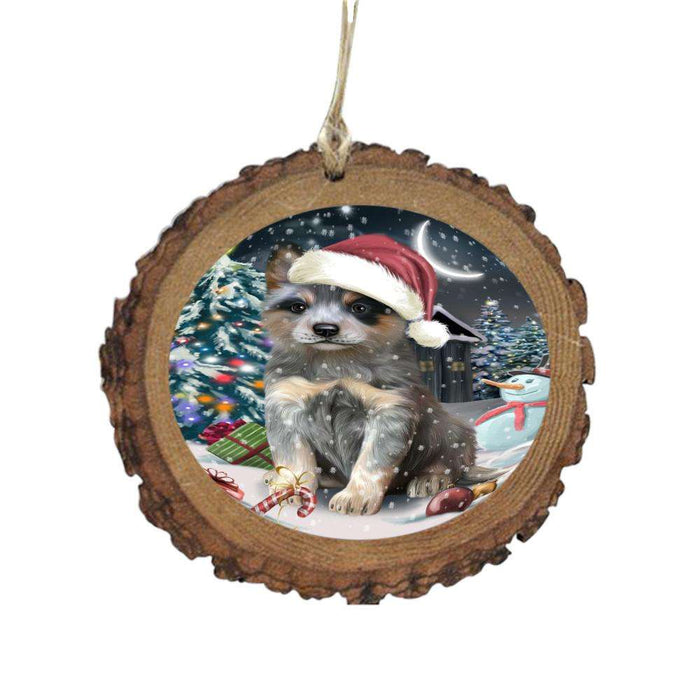 Have a Holly Jolly Christmas Happy Holidays Blue Heeler Dog Wooden Christmas Ornament WOR48040