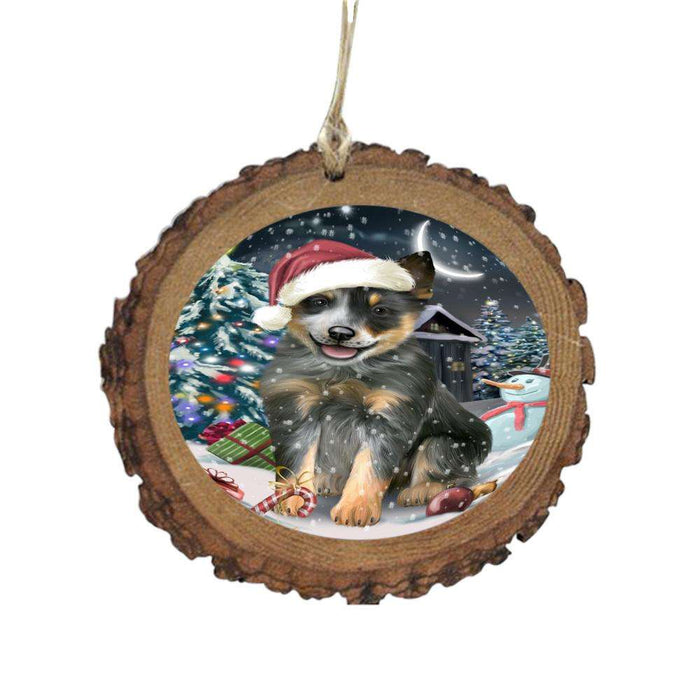 Have a Holly Jolly Christmas Happy Holidays Blue Heeler Dog Wooden Christmas Ornament WOR48042