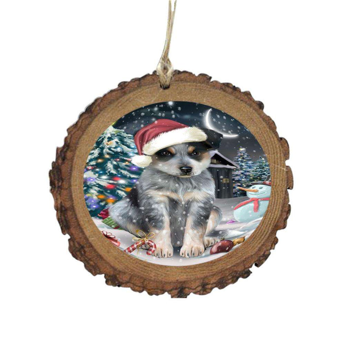 Have a Holly Jolly Christmas Happy Holidays Blue Heeler Dog Wooden Christmas Ornament WOR48043