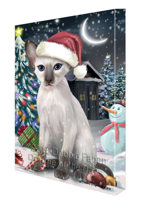 Have a Holly Jolly Christmas Happy Holidays Blue Point Siamese Cat Canvas Print Wall Art Décor CVS105983