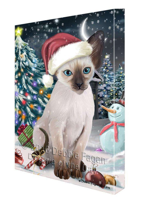 Have a Holly Jolly Christmas Happy Holidays Blue Point Siamese Cat Canvas Print Wall Art Décor CVS105992