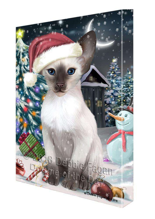 Have a Holly Jolly Christmas Happy Holidays Blue Point Siamese Cat Canvas Print Wall Art Décor CVS106001