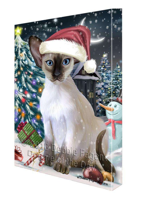 Have a Holly Jolly Christmas Happy Holidays Blue Point Siamese Cat Canvas Print Wall Art Décor CVS106010