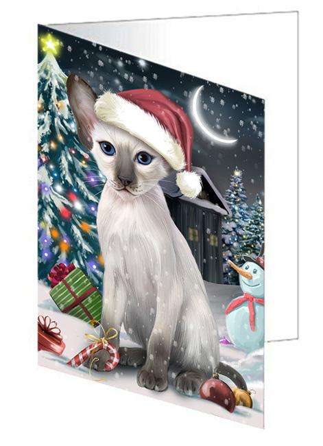 Have a Holly Jolly Christmas Happy Holidays Blue Point Siamese Cat Handmade Artwork Assorted Pets Greeting Cards and Note Cards with Envelopes for All Occasions and Holiday Seasons GCD66740