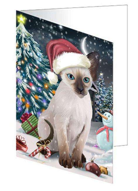 Have a Holly Jolly Christmas Happy Holidays Blue Point Siamese Cat Handmade Artwork Assorted Pets Greeting Cards and Note Cards with Envelopes for All Occasions and Holiday Seasons GCD66743