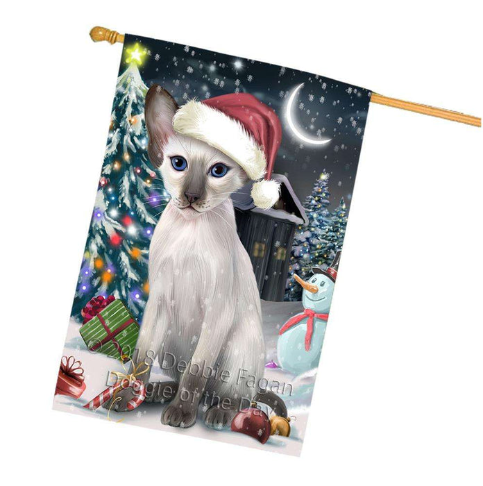 Have a Holly Jolly Christmas Happy Holidays Blue Point Siamese Cat House Flag FLG54435