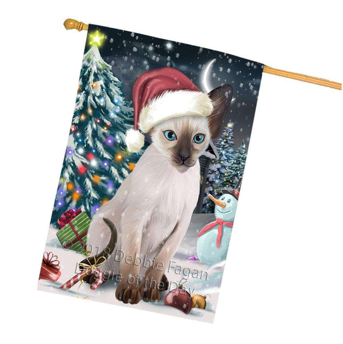 Have a Holly Jolly Christmas Happy Holidays Blue Point Siamese Cat House Flag FLG54436