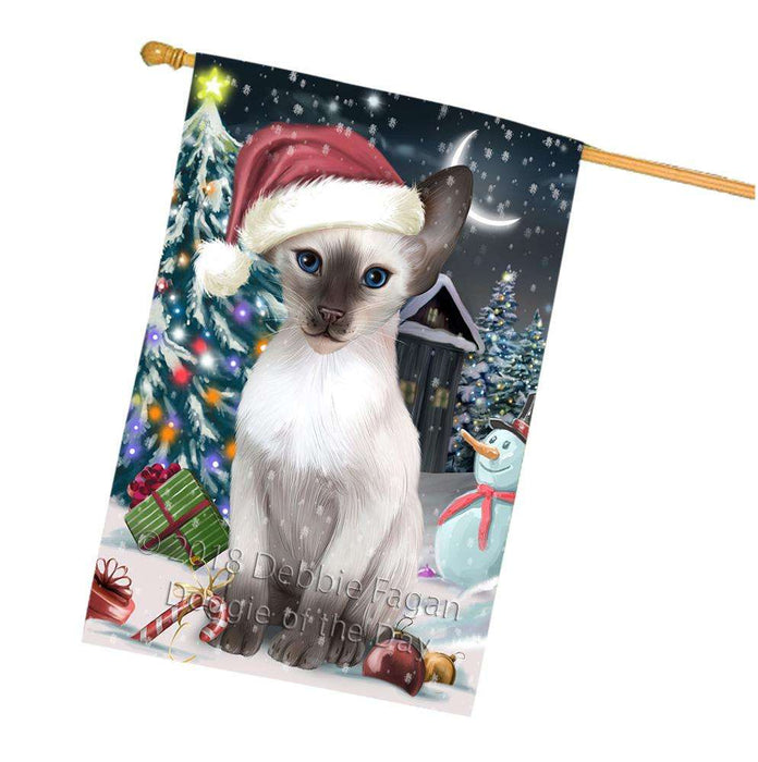 Have a Holly Jolly Christmas Happy Holidays Blue Point Siamese Cat House Flag FLG54437