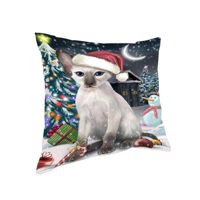 Have a Holly Jolly Christmas Happy Holidays Blue Point Siamese Cat Pillow PIL73572