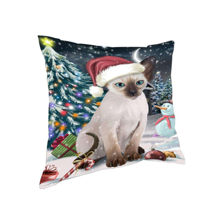 Have a Holly Jolly Christmas Happy Holidays Blue Point Siamese Cat Pillow PIL73576