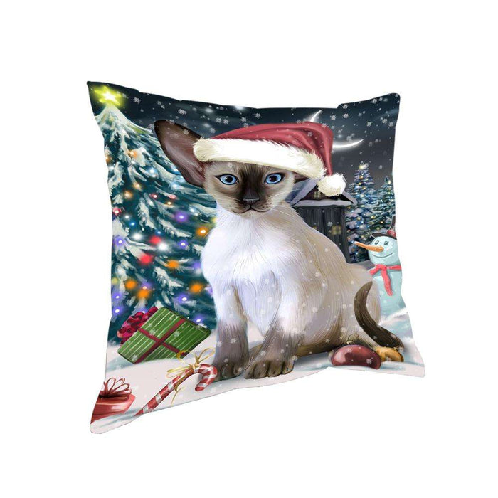 Have a Holly Jolly Christmas Happy Holidays Blue Point Siamese Cat Pillow PIL73584