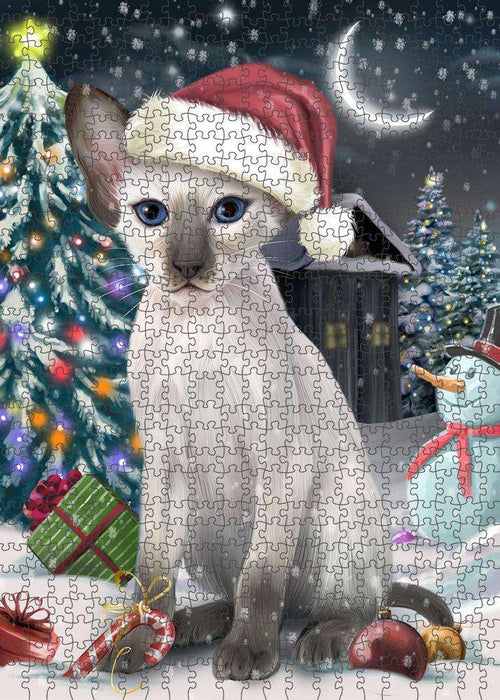 Have a Holly Jolly Christmas Happy Holidays Blue Point Siamese Cat Puzzle with Photo Tin PUZL84104