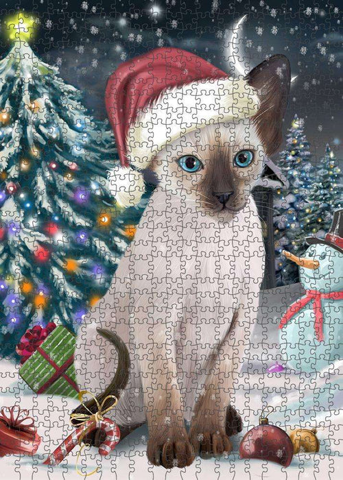 Have a Holly Jolly Christmas Happy Holidays Blue Point Siamese Cat Puzzle with Photo Tin PUZL84108