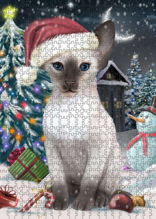 Have a Holly Jolly Christmas Happy Holidays Blue Point Siamese Cat Puzzle with Photo Tin PUZL84112