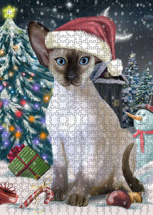 Have a Holly Jolly Christmas Happy Holidays Blue Point Siamese Cat Puzzle with Photo Tin PUZL84116