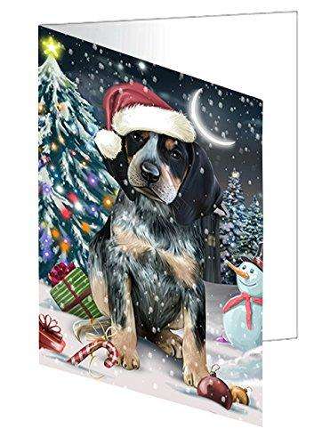 Have a Holly Jolly Christmas Happy Holidays Bluetick Coonhound Dog Handmade Artwork Assorted Pets Greeting Cards and Note Cards with Envelopes for All Occasions and Holiday Seasons GCD2390