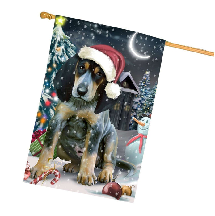 Have a Holly Jolly Christmas Happy Holidays Bluetick Coonhound Dog House Flag HFLG239