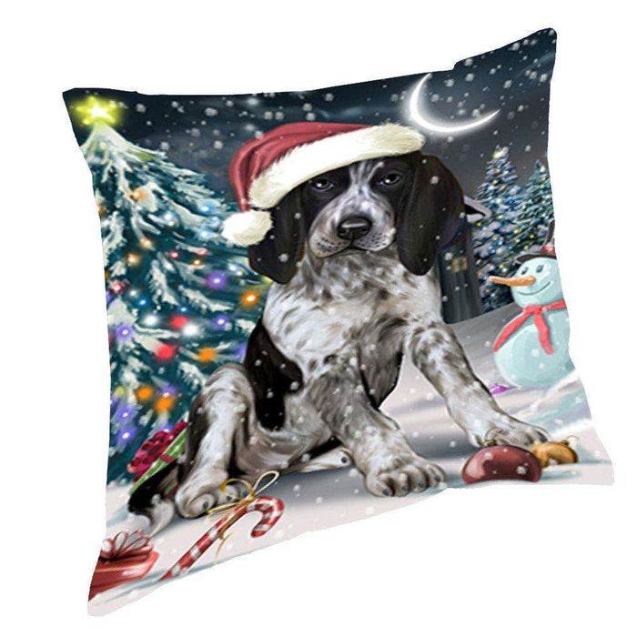 Have a Holly Jolly Christmas Happy Holidays Bluetick Coonhound Dog Throw Pillow PIL176