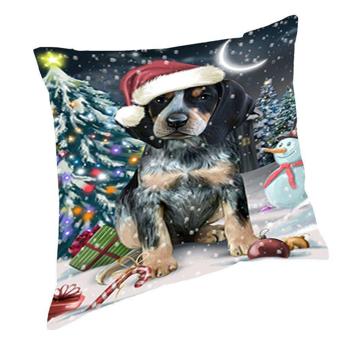 Have a Holly Jolly Christmas Happy Holidays Bluetick Coonhound Dog Throw Pillow PIL180