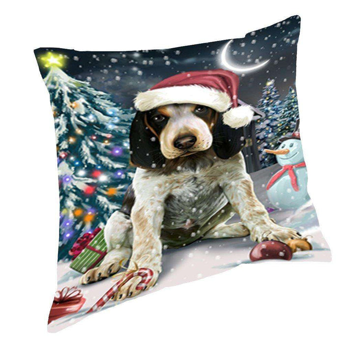 Have a Holly Jolly Christmas Happy Holidays Bluetick Coonhound Dog Throw Pillow PIL184