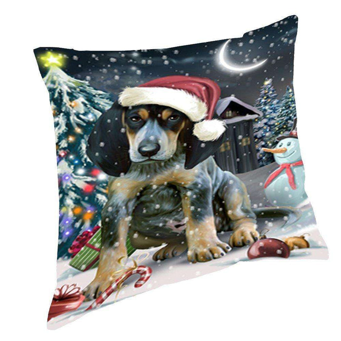 Have a Holly Jolly Christmas Happy Holidays Bluetick Coonhound Dog Throw Pillow PIL188