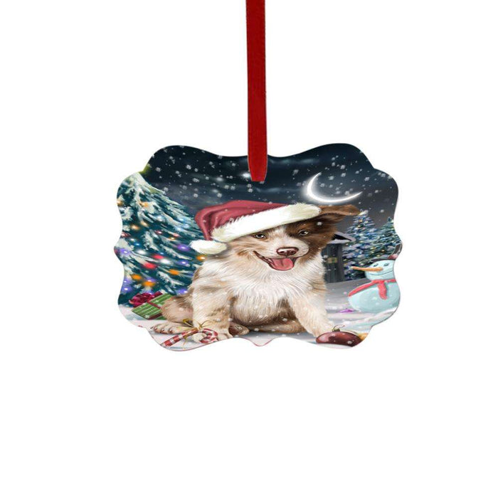 Have a Holly Jolly Christmas Happy Holidays Border Collie Dog Double-Sided Photo Benelux Christmas Ornament LOR48100
