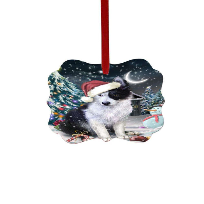 Have a Holly Jolly Christmas Happy Holidays Border Collie Dog Double-Sided Photo Benelux Christmas Ornament LOR48101