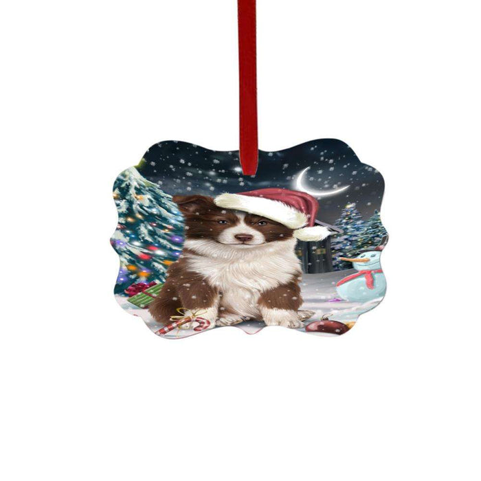 Have a Holly Jolly Christmas Happy Holidays Border Collie Dog Double-Sided Photo Benelux Christmas Ornament LOR48102