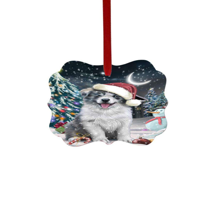 Have a Holly Jolly Christmas Happy Holidays Border Collie Dog Double-Sided Photo Benelux Christmas Ornament LOR48103