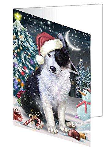 Have a Holly Jolly Christmas Happy Holidays Border Collie Dog Handmade Artwork Assorted Pets Greeting Cards and Note Cards with Envelopes for All Occasions and Holiday Seasons GCD155