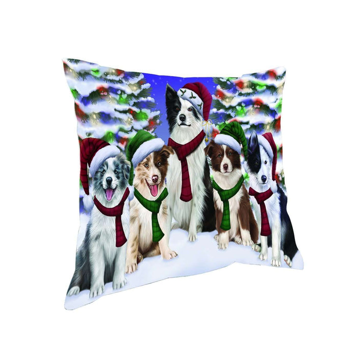 Have a Holly Jolly Christmas Happy Holidays Border Collie Dog Throw Pillow PIL1640
