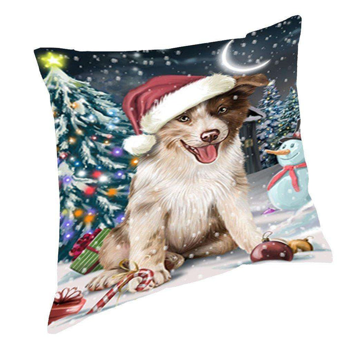 Have a Holly Jolly Christmas Happy Holidays Border Collie Dog Throw Pillow PIL192
