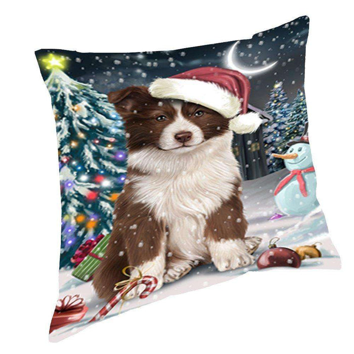Have a Holly Jolly Christmas Happy Holidays Border Collie Dog Throw Pillow PIL200
