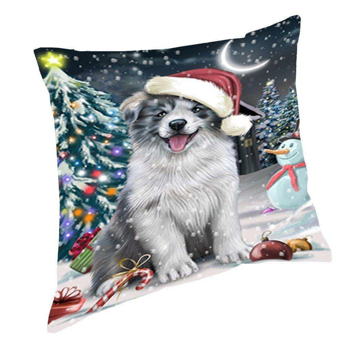 Have a Holly Jolly Christmas Happy Holidays Border Collie Dog Throw Pillow PIL204