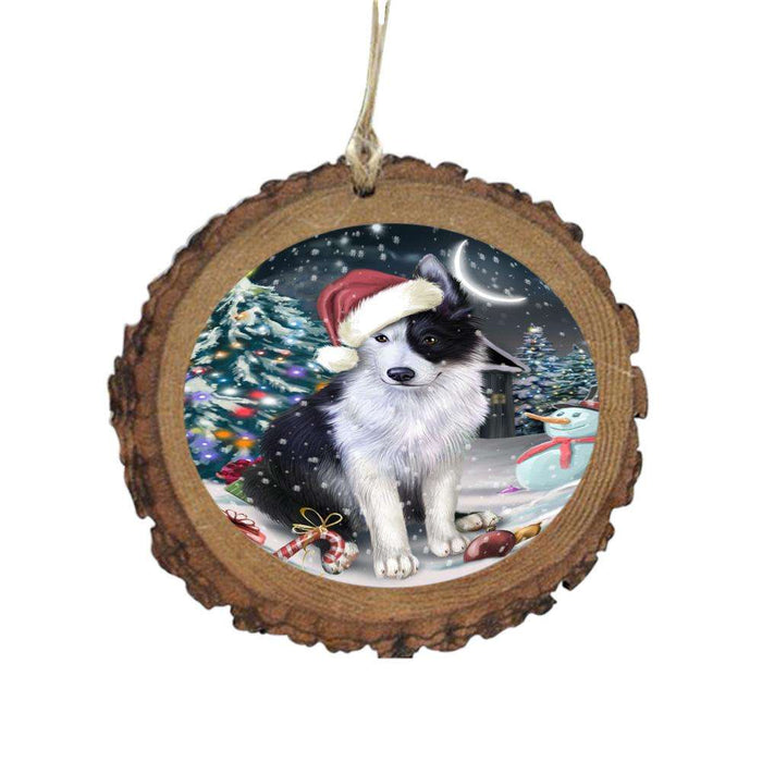 Have a Holly Jolly Christmas Happy Holidays Border Collie Dog Wooden Christmas Ornament WOR48101