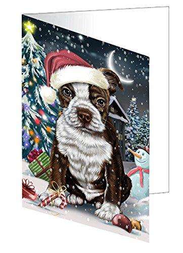 Have a Holly Jolly Christmas Happy Holidays Boston Terrier Dog Handmade Artwork Assorted Pets Greeting Cards and Note Cards with Envelopes for All Occasions and Holiday Seasons GCD2270