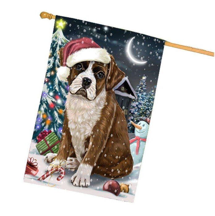 Have a Holly Jolly Christmas Happy Holidays Boxer Dog House Flag HFLG226