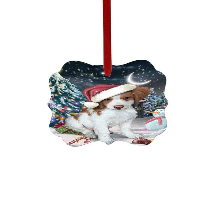 Have a Holly Jolly Christmas Happy Holidays Brittany Spaniel Dog Double-Sided Photo Benelux Christmas Ornament LOR48104