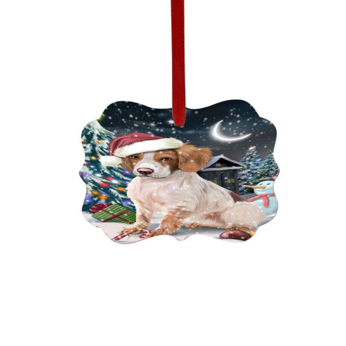 Have a Holly Jolly Christmas Happy Holidays Brittany Spaniel Dog Double-Sided Photo Benelux Christmas Ornament LOR48105