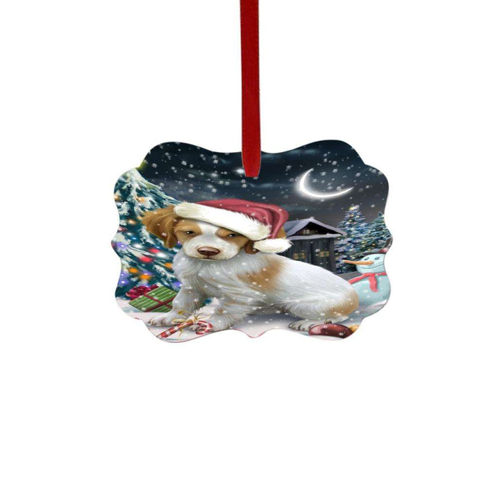 Have a Holly Jolly Christmas Happy Holidays Brittany Spaniel Dog Double-Sided Photo Benelux Christmas Ornament LOR48106